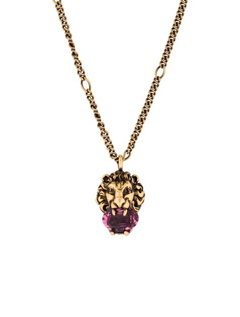 gucci lion head necklace gold|Gucci lion necklace for sale.